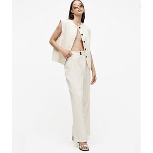 All Saints Payton‎ Wide Leg Linen Blend Pants  Metallic Stripe Size 2